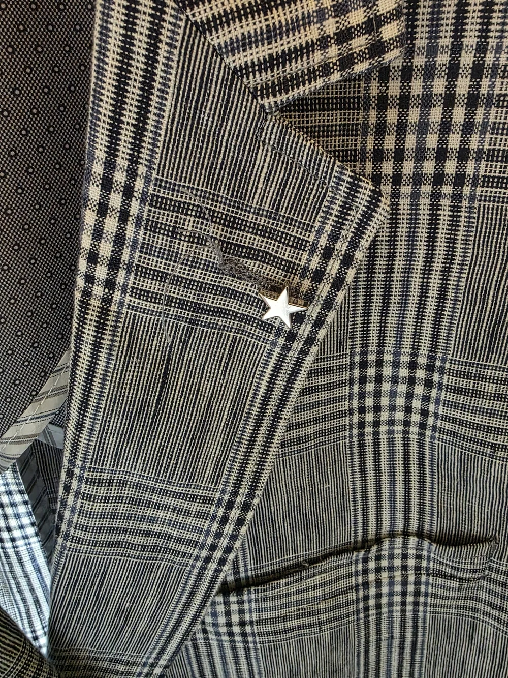 Men's Gray Plaid Two-Button Blazer